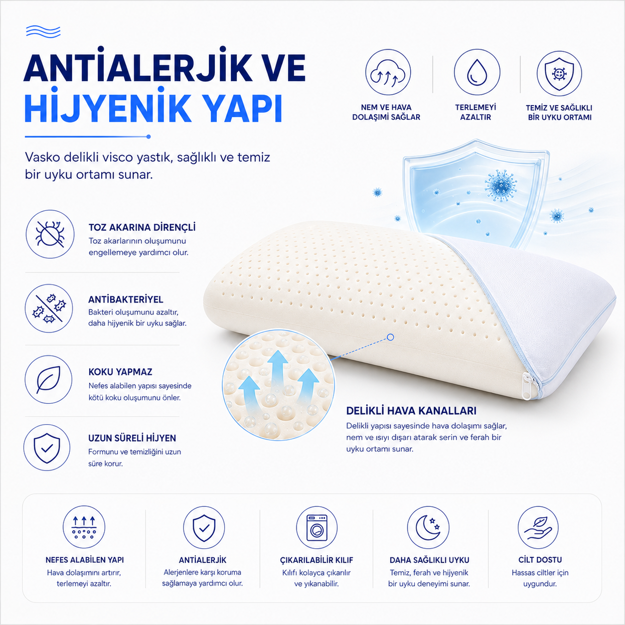 Vasko Hava Kanallı Visco Yastık