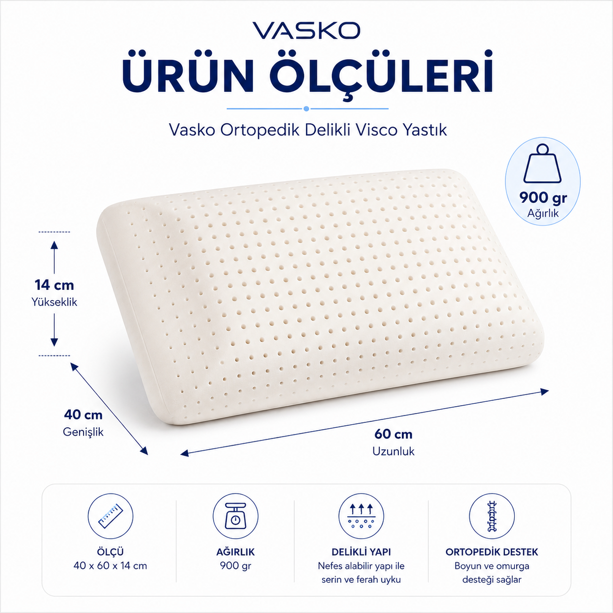 Vasko Hava Kanallı Visco Yastık