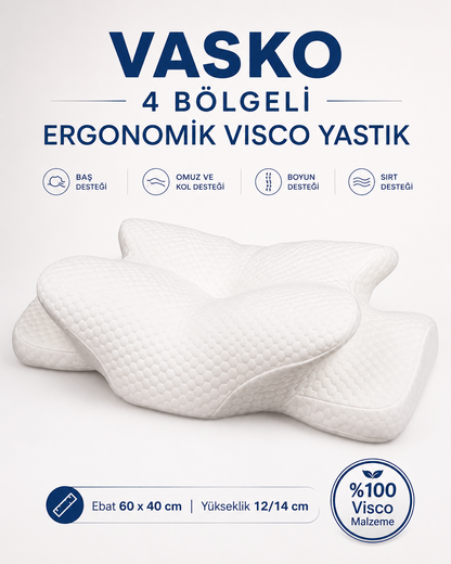Vasko 4 Bölgeli Ergonomik Visco Yastık