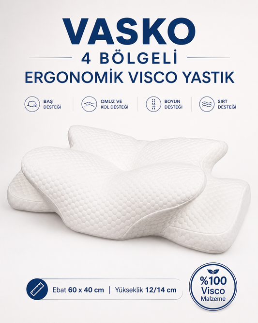 Vasko 4 Bölgeli Ergonomik Visco Yastık