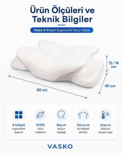 Vasko 4 Bölgeli Ergonomik Visco Yastık